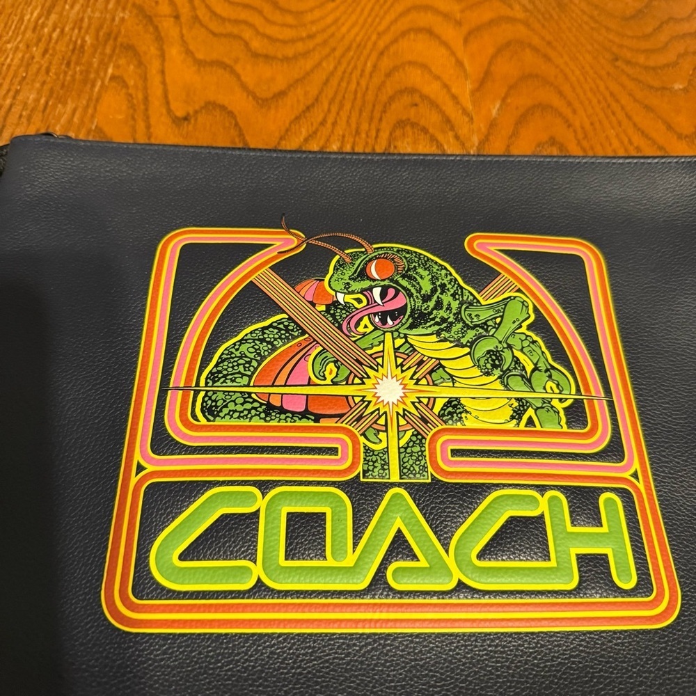 COACH x Atari Centipede Leather Large Pouch Clutch - Picture 4 of 14
